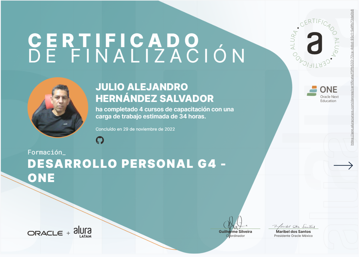 Certificado ONE - Desarrollo Personal